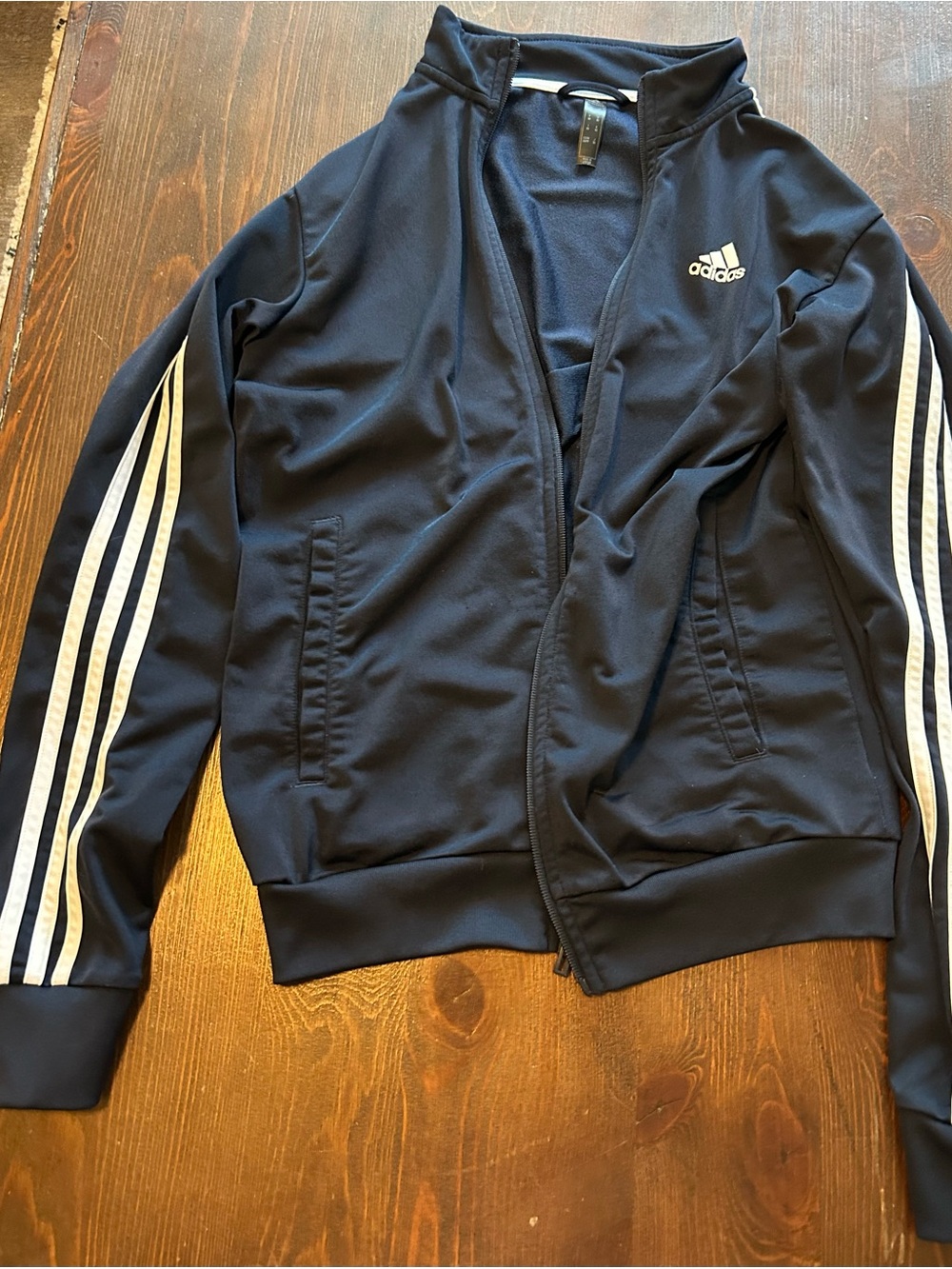 adidas 3 stripe Athletic Jacket - Unisex XS - Navy/White